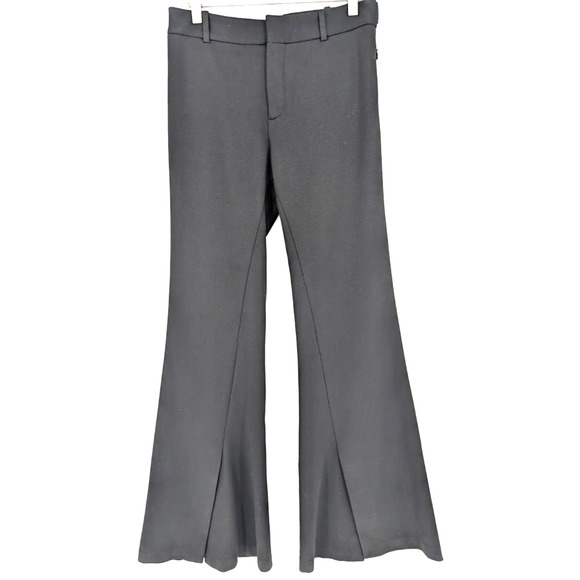 Frame Womens Black Stretch Slit Front Wide Flare Leg Classic Ponte Knit Pant 6 - Picture 3 of 11